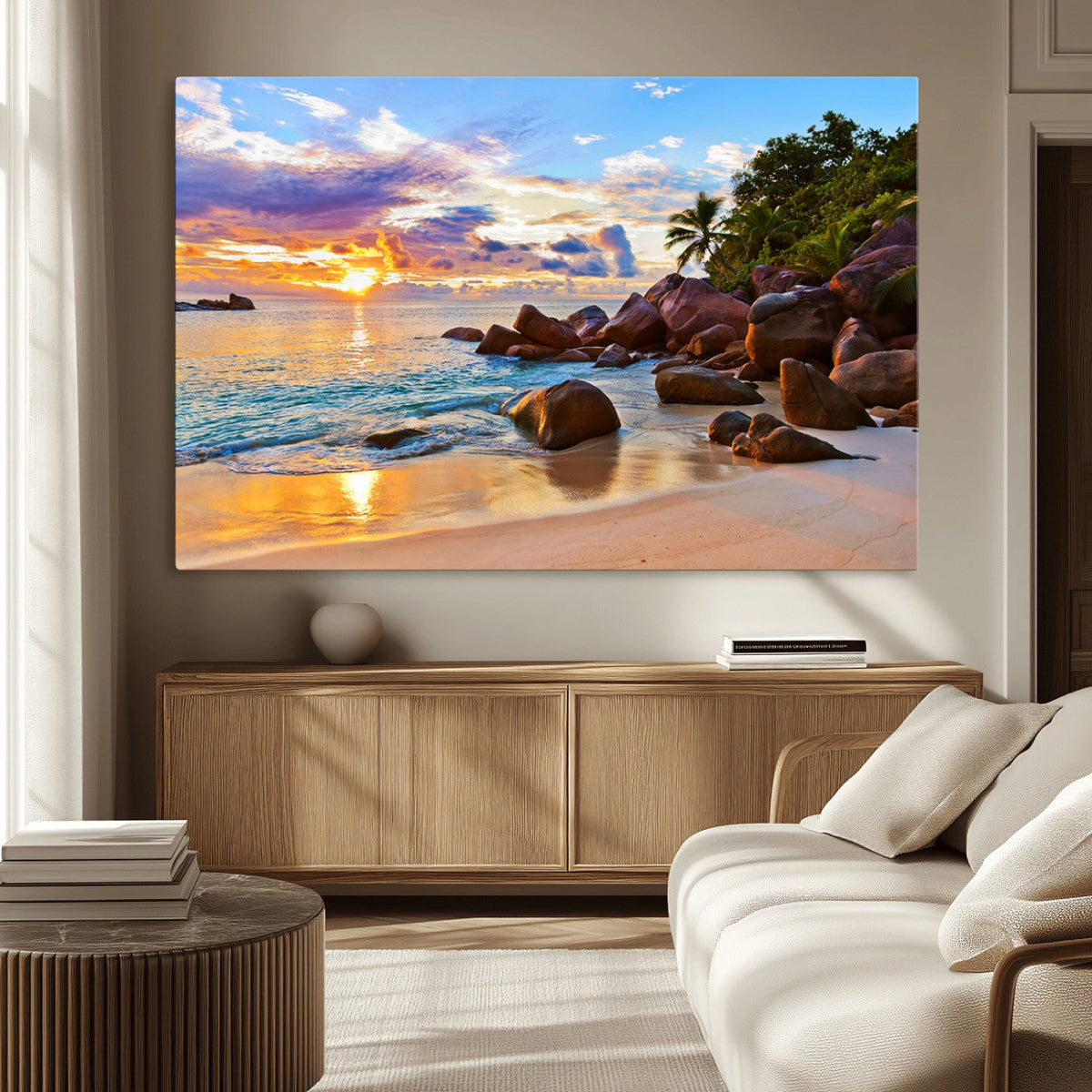 Tropical Island Beach Sunset Canvas Print