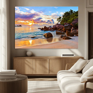 Tropical Island Beach Sunset Canvas Print