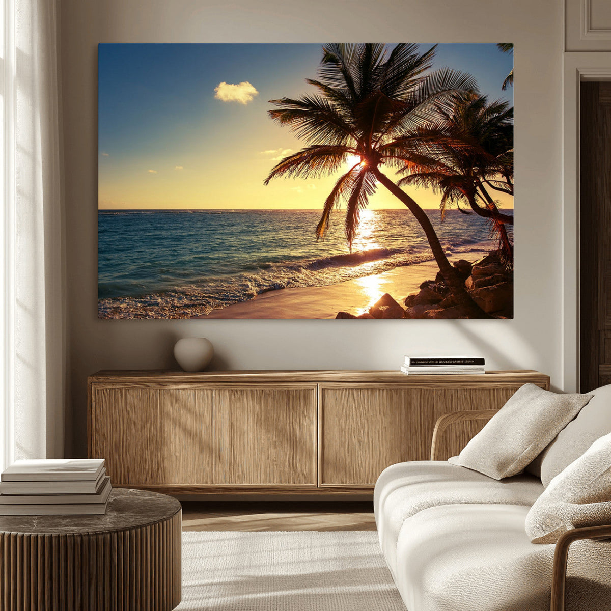 Sunset Palm Trees Wall Art Canvas Print