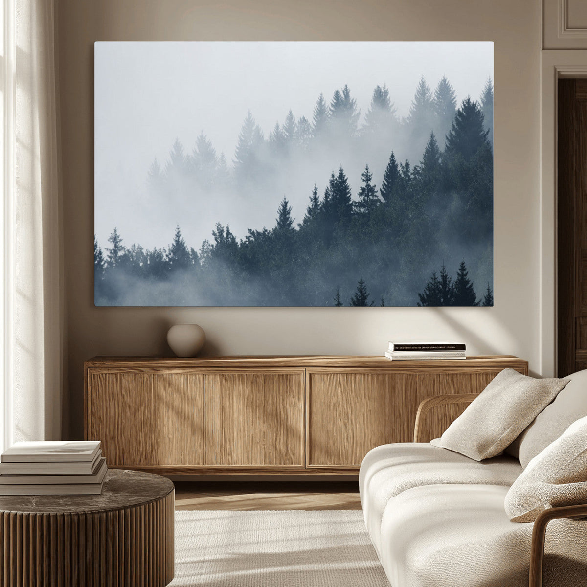 Foggy Pine Forest Wall Art Canvas Print