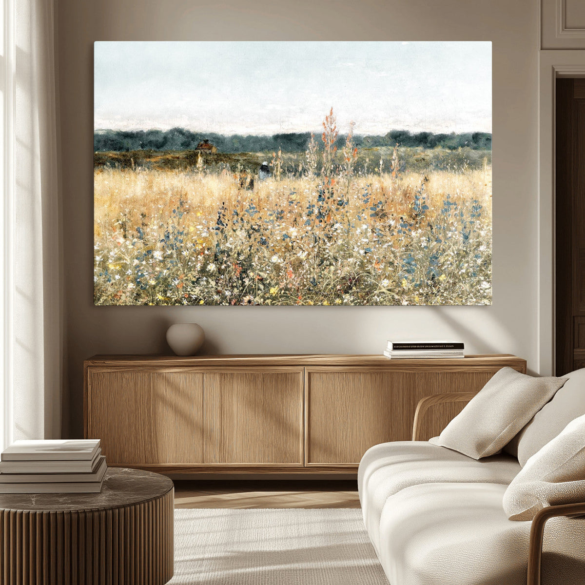 Wildflower Field Wall Art Canvas | Nature-Inspired Landscape