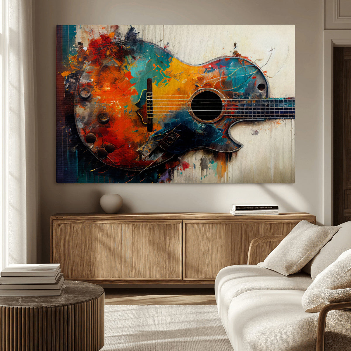 Abstract Guitar Wall Art Canvas | Vibrant Music-Inspired Art