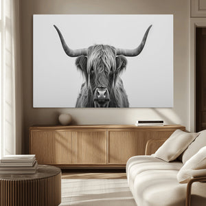 Farmhouse Longhorn Wall Art Canvas Print, Longhorn Texas