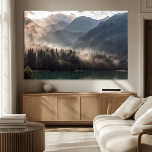 Foggy Mountain Canvas Print Forest Wall Art