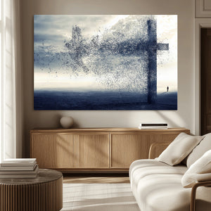 Jesus and the Fading Cross Wall Art Print – Symbol of Faith,