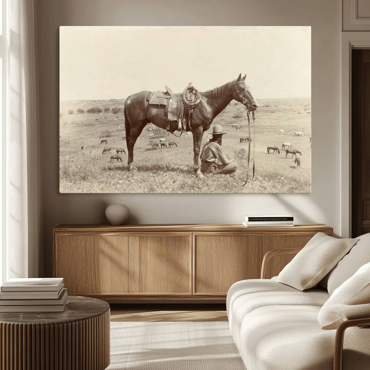 Cowboy Wall Art - Western Horse Canvas Print - Vintage