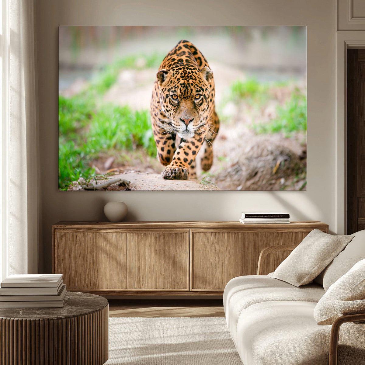Leopard on the Prowl - Stunning Large Framed Leopard Wall