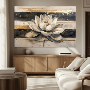 Lotus Flower Wall Art – Framed Abstract Floral Canvas
