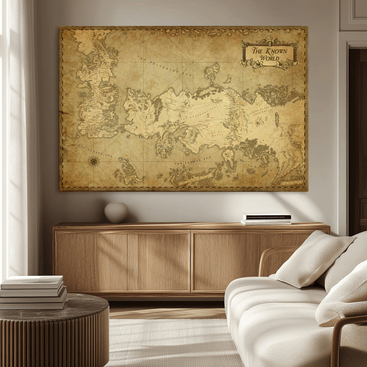 Vintage Game of Thrones Map Wall Art | Westeros and Essos