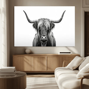 Highland Wall Art Canvas Print – Minimalist Black and White