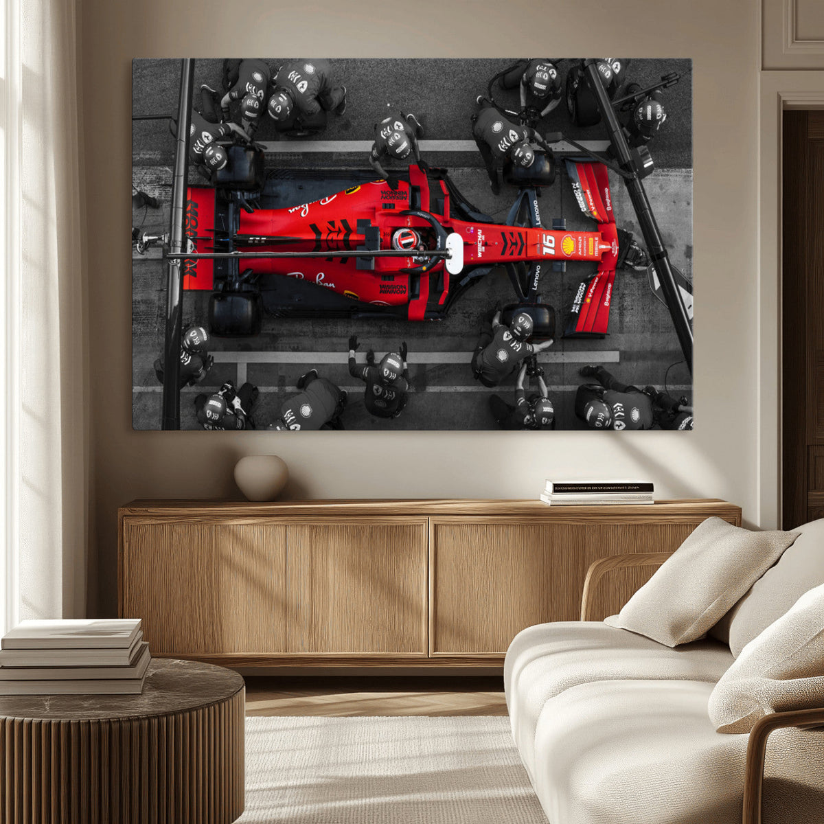 Ferrari Pit Stop Canvas Wall Art – Precision and Speed