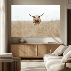 Texas Longhorn Wall Art Canvas Print – Framed Lone Cattle