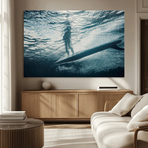 Underwater Surf Wall Art – Framed Ocean Wave Canvas Artwork,