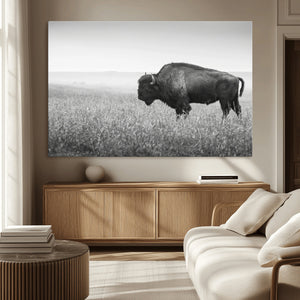 Bison Wall Art Canvas Print – Framed Rustic Wildlife Scene