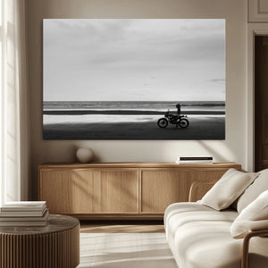 Motorcycle Beach Wall Art Canvas Print – Framed Vintage