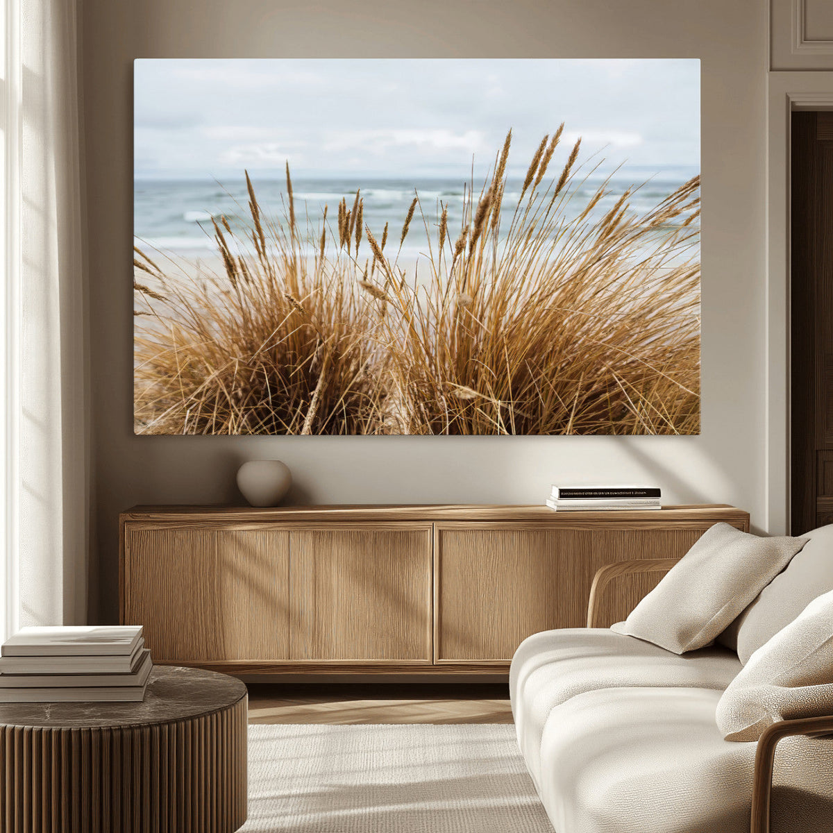 Beach Grass Wall Art Canvas Print – Framed Coastal Dunes Art
