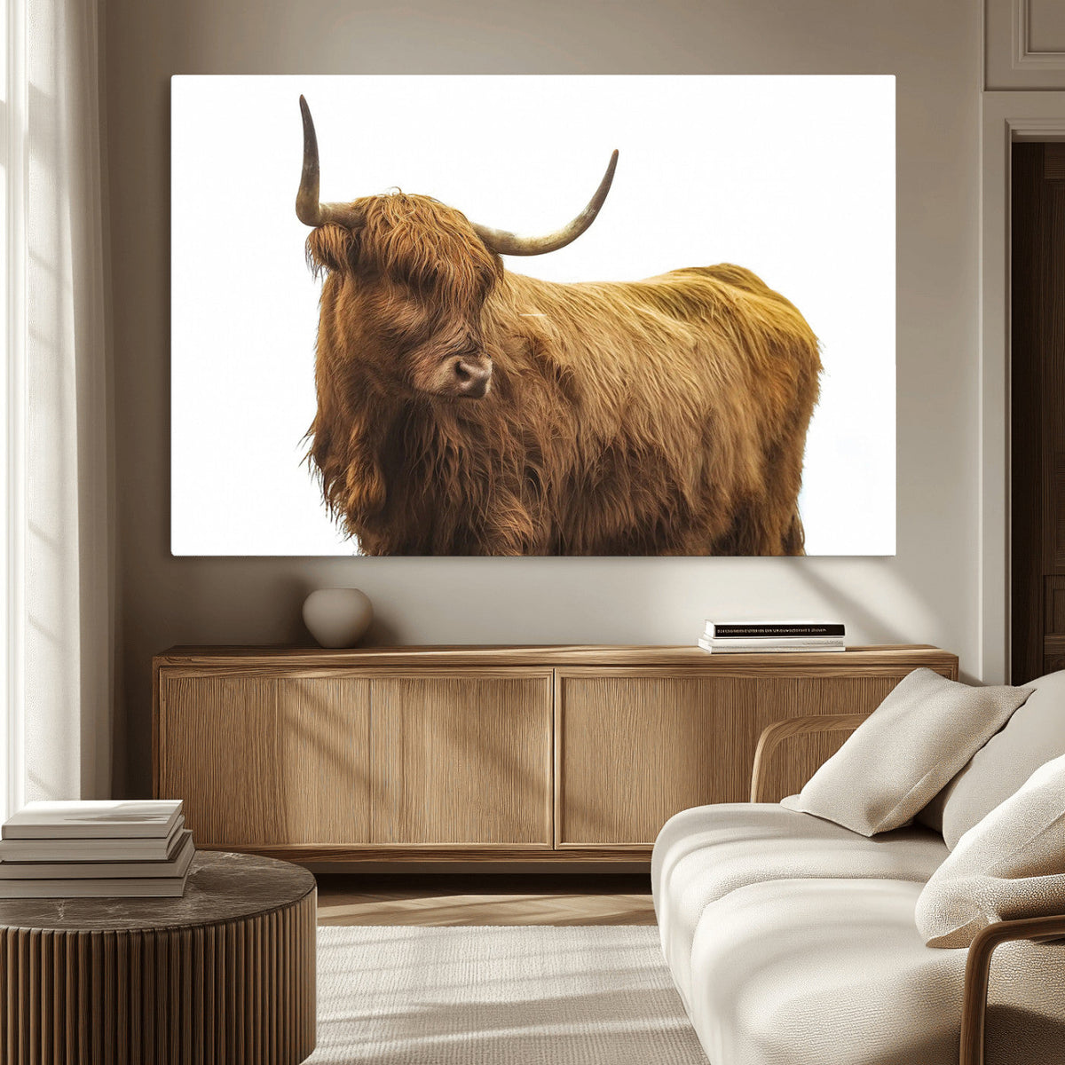Highland Cow Wall Art Canvas Print – Framed Farmhouse Rustic