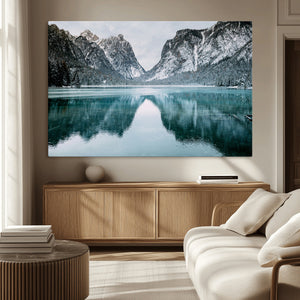 Mountain Lake Wall Art Canvas Print – Framed Toblacher See