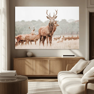 Rustic Nature Wall Art Canvas Print – Stag Woodland Framed