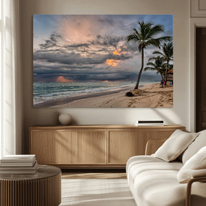Tropical Storm Wall Art Canvas Print – Framed Moody Beach