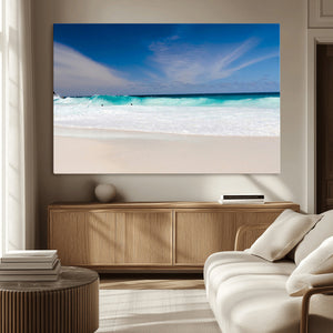 Ocean Breeze Wall Art Canvas Print, Aqua Waves and Coastal