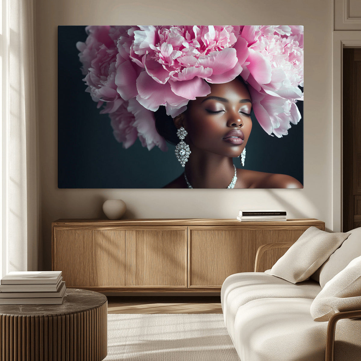 Black Beauty Petal Crown Wall Art Canvas Print – Floral