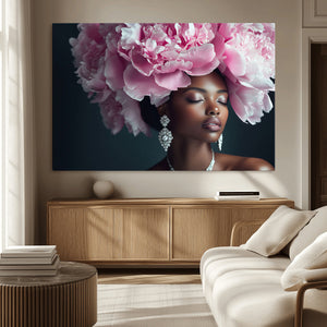 Black Beauty Petal Crown Wall Art Canvas Print – Floral