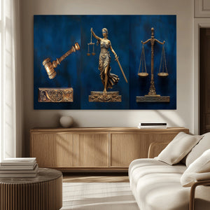 Lady Justice Wall Art Canvas Print – Elegant Gold Legal