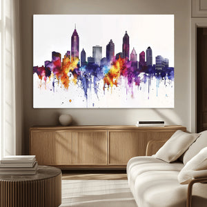 Atlanta Skyline Wall Art Canvas Print – Framed Colorful