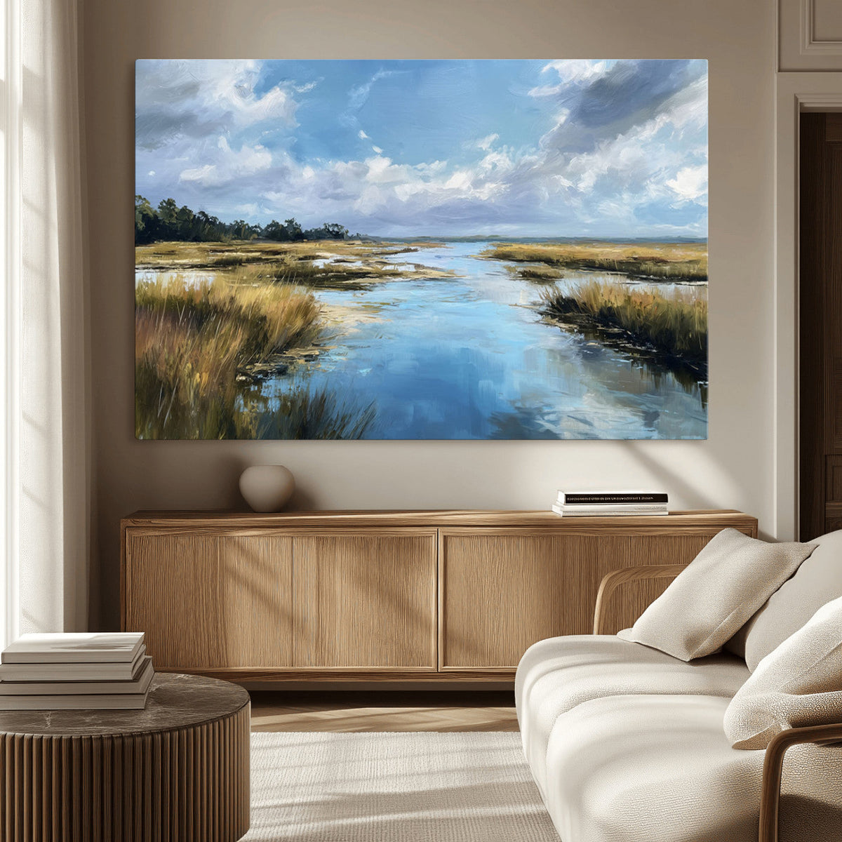 Marshland Wall Art Canvas Print – Serene Water Reflection