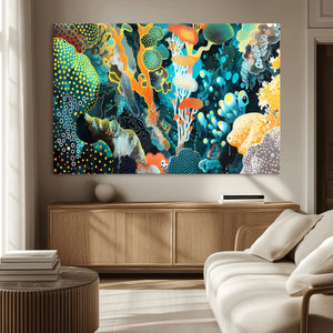 Vivid Underwater Coral Reef Wall Art Canvas Print,