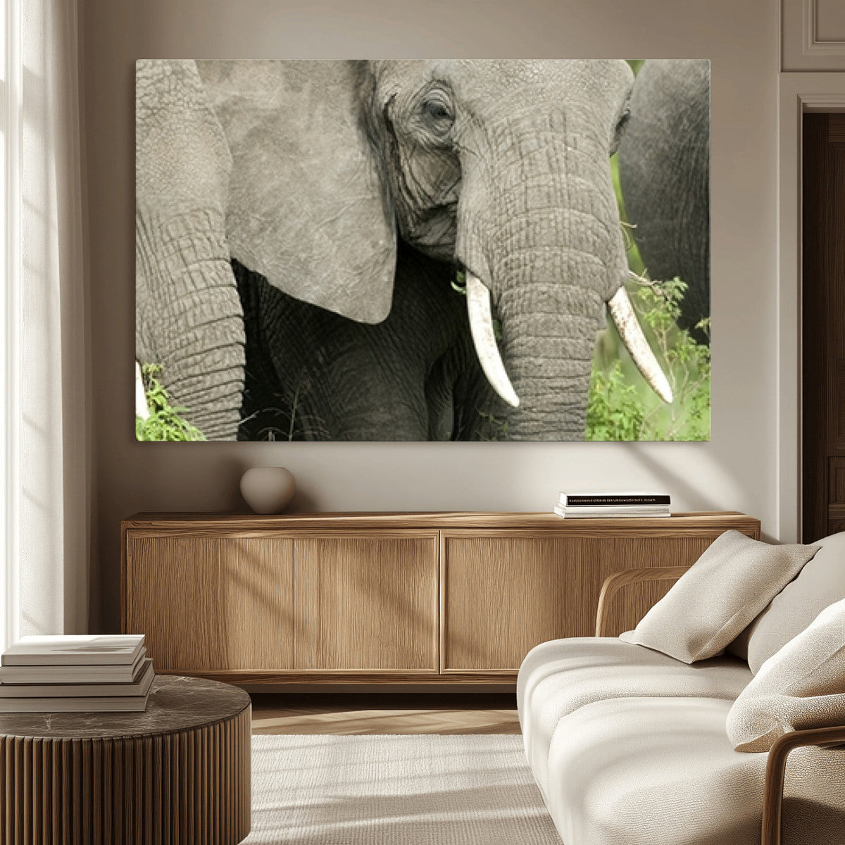 Wild Elephant Wall Art Canvas Print