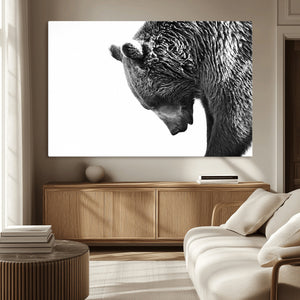 Black and White Grizzly 399 Bear Canvas Print Wall Art |
