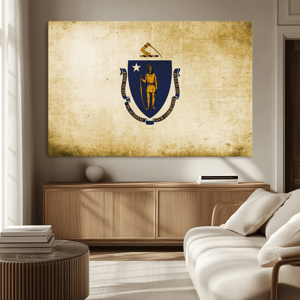 Massachusetts Flag Wall Art Canvas Print