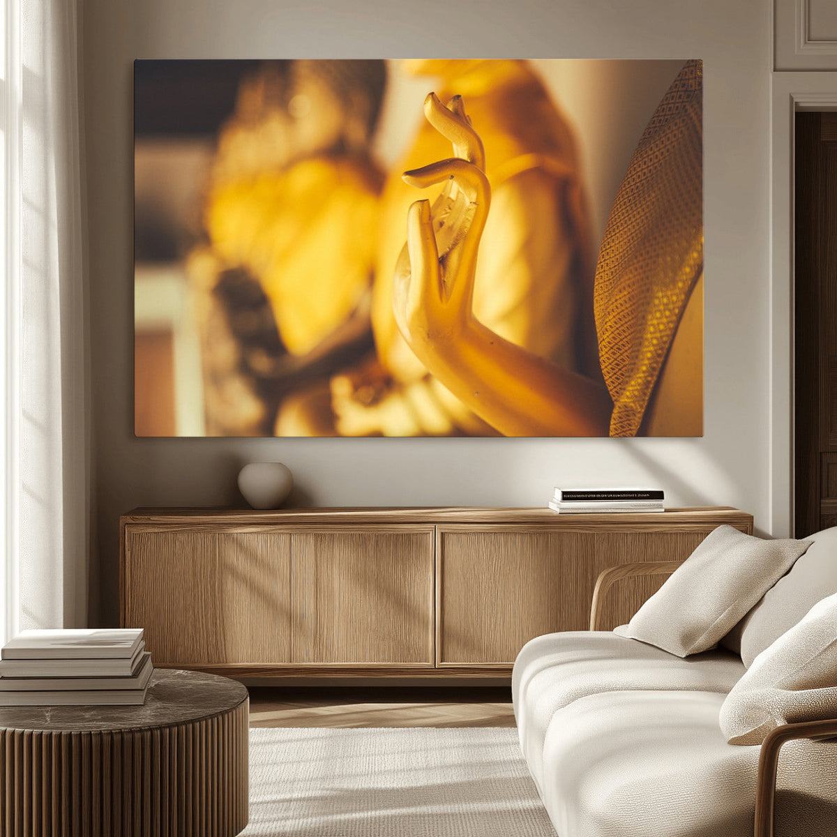 Gold Buddha Statue Hands Wall Art Canvas Print