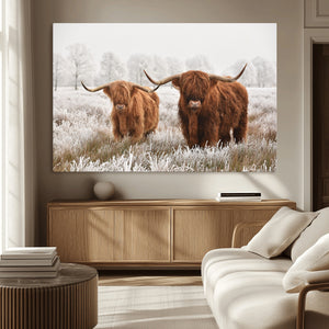 Longhorn Cattle Wall Art Canvas Print, Framed Farmhouse
