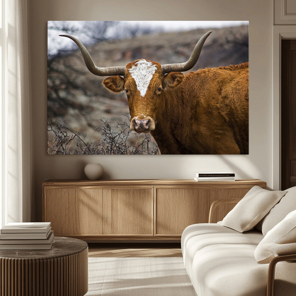Texas Longhorn Canvas Wall Art - Longhorn Steer Canvas Wall