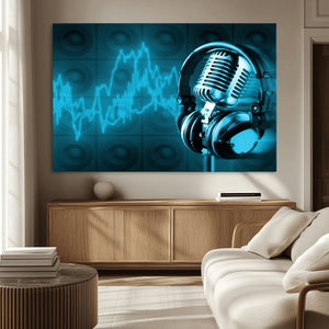 Music and Microphone Wall Art Canvas Print