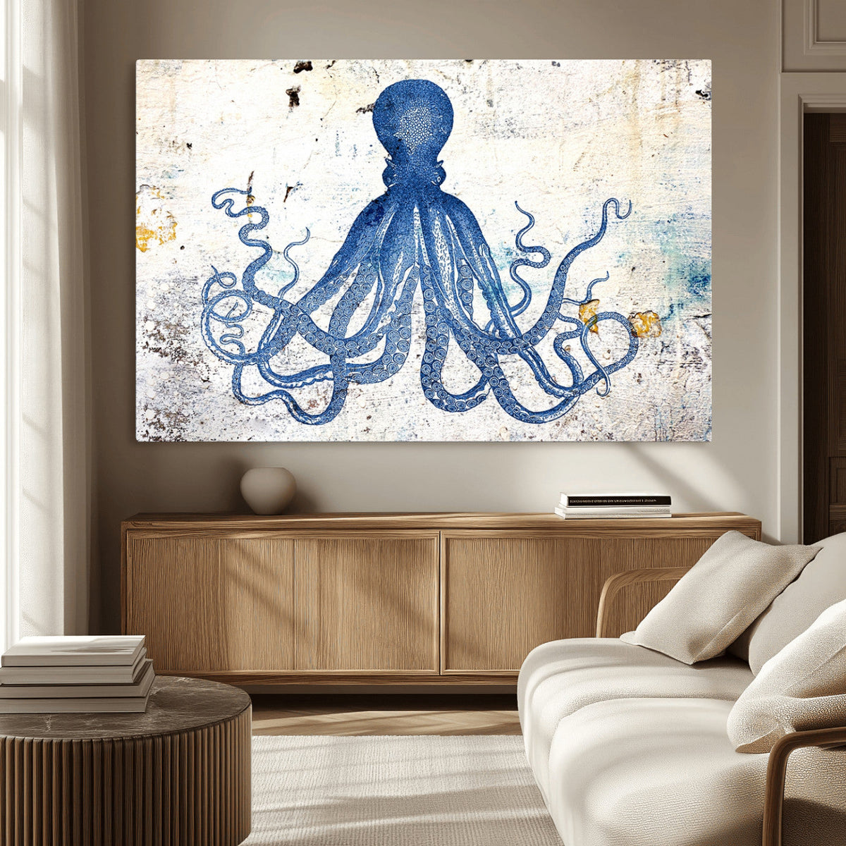 Octopus Canvas Wall Art | Coastal Marine Life Artwork for