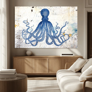 Octopus Canvas Wall Art | Coastal Marine Life Artwork for