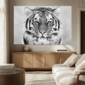 Black and White Tiger Wall Art Animal Canvas Print