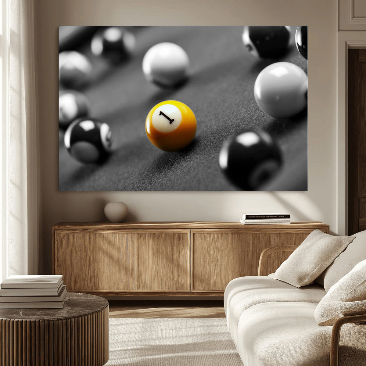 Wall Art Pool Table and Balls Canvas Print