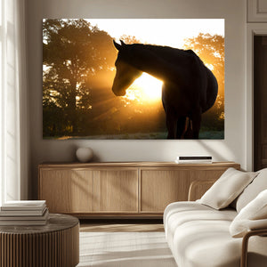 Horse at Sunset Wall Art Animal Canvas Print