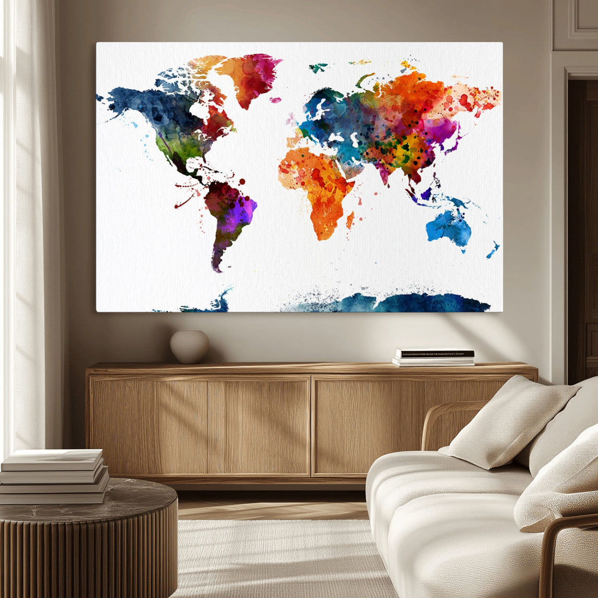 World Map Canvas Print – Detailed Map of the World Wall Art