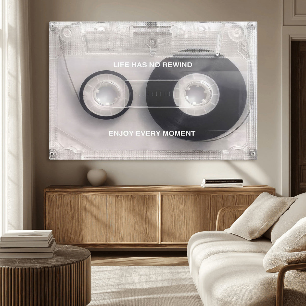 Vintage Cassette Tape Canvas Wall Art - Inspirational 'Life