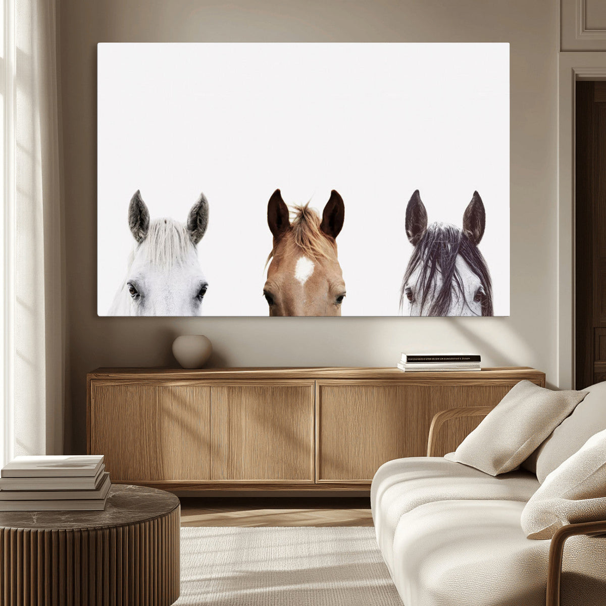 Horse Prints Set, Set of 3 Horse Wall Art, Horses Portraits,