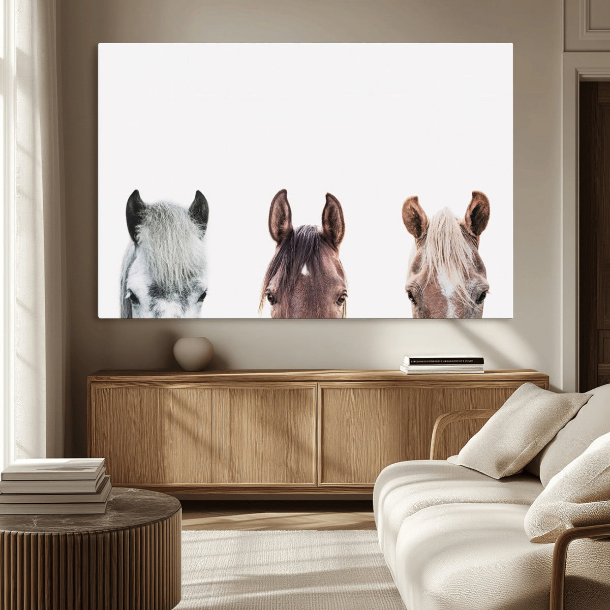 Horse Wall Art - Minimalist Horse Triptych Wall Art – Modern