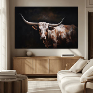 Texas Longhorn Wall Art Canvas Print | Western Ranch Decor |