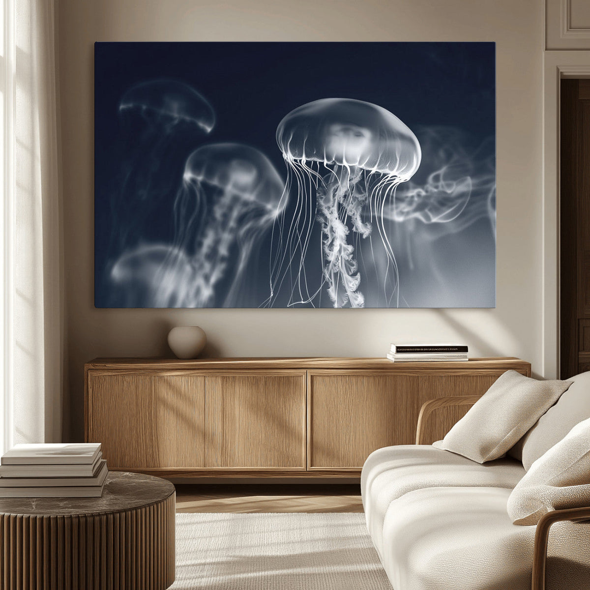 Jellyfish Wall Art Canvas Print, Modern Abstract Jellyfish