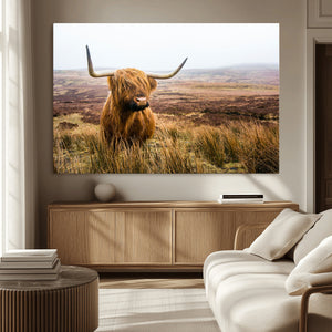 Scottish Highland Cow Canvas Wall Art – Rustic Farmhouse